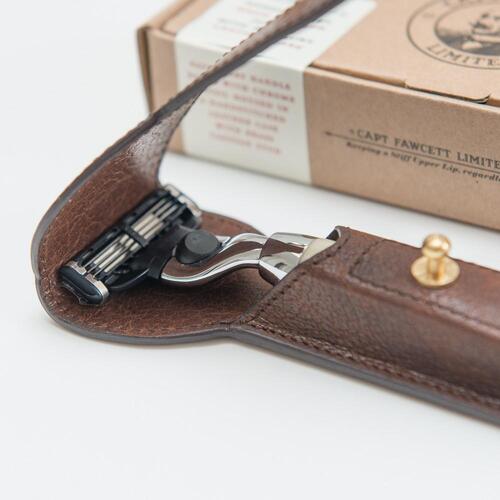 Handcrafted Mach 3 Razor with Luxury Leather Case